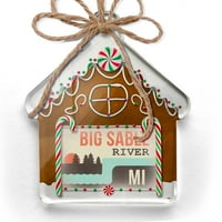 Ornament tiskan jednostrana SAD rijeke Big Sable River - Michigan Christmas Neonblond