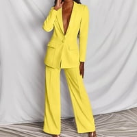 Cotonie Business Coustert set za žene Blazer dugih rukava + odijelo Hlače pune boje casual elegantne