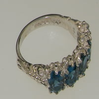 Britanci napravio je 10k bijelo zlato prirodno London Blue Topaz ženski vječni prsten - veličine Opcije - veličine 7,75