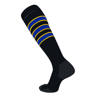 ELITE bejzbol fudbalske koljena visoko prugaste čarape crne, zlato, kraljevsko plavo