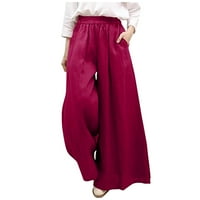 Homenesgenics Ženske pantalone Lane hlače za žene Bijela ženska modna ljetna čvrsta povremena džep elastična struka duge hlače
