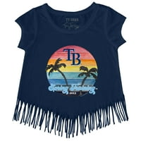 Djevojke Toddler Tiny Turpap Navy Tampa Bay Rays Proljetna obuka Fringe majica