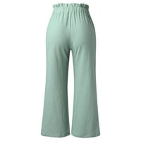 Bijeli labavi za žene Ženske hlače Ležerne pantalone Žene Ljeto pamučno posteljina Ležerne prilike Dugi