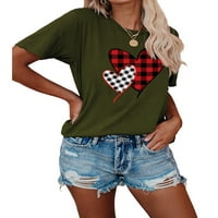 Anbech Love Hearthi majica za ženska majica za Valentinovo Grafički lijepi kratki rukav Tee