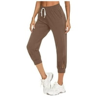 Womens Capris Duks Joggers Workout Capri hlače za žene visoke struk joge trackpants Dužina pune boje