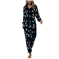 Božićnice za žene Jedan pidžami Bodycon kombinezon za spavanje za spavanje Božić jesenski okrugli vrat
