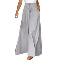 Cleariance Otemrcloc ženske pantalone široke pantalone za noge dugi culottes elastični struk sivi xl
