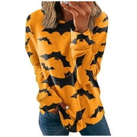 Duks za žene plus veličine Crewneck s dugim rukavima Halloween Print Tops Labavi pulover Ležerne majice