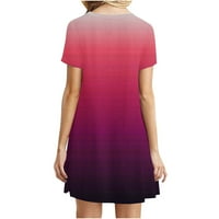 Ljetne haljine za žene casual crewneck kratki rukav majica Comfy Fit Gradient Color Print mini haljina