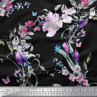 Soimoi Blue Rayon tkanina INSECT & Wild cvjetni ispis tkanina sa dvorištem širom