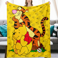 Flanel ćebadke žuta crtana bacaju deke za kauč i krevet, plišani ugodan antistatički nejasan pokrivač
