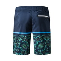 Muške havajske kratke hlače od tanke-montiranja struka za crtanje ležerne ljetne kratke hlače sa džepom tamno plave veličine m