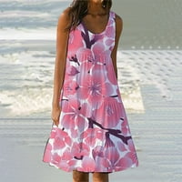 Ženska ljetna cvjetna printurska haljina za plažu bez rukava bez rukava
