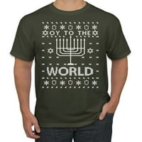 Oy u svijet smiješni jevrejski Xmas Menorah ružni božićni džemper mušku grafičku majicu, vojna zelena,