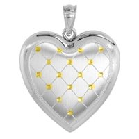 Ogrlica sa srebrnim srebrnim srcem za žene Slika Gold Quilt RL_30H