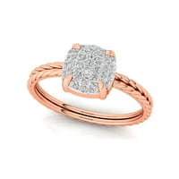 Dijamantni prsten, 10K čvrsti žuto zlatni prsten, godišnjica poklona, ​​vjenčani prsten, rođendanski