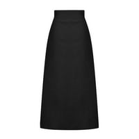 Ženske midi suknje Ležerne prilike visoki elastični struk Linija nabrajanog MIDI Dugme Down suknje crne