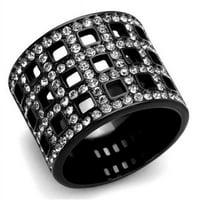 Ženski prsten od nehrđajućeg čelika od nehrđajućeg čelika sa gornjim kristalom u crnom dijamantu - veličine 7