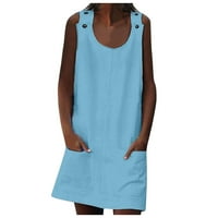 Ljetne haljine za žene Ležerne prilike ispisane scoop vrat bez rukava A-line mini haljine 2xl