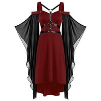 Taqqpue ženska hladna ramena gotička haljina špageta kaiš čipkasti leptir s rukavima Halloween Custome