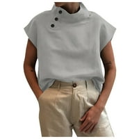 Miluxas Tops Clearence Plus Size Ženska pulover s kratkim rukavima Otvoreno dugme Open Pulover Looja pamučna majica Siva 6