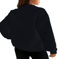 Oucaili dame dukserice polu zip vrhovi rever pulover Loop Fit majica Holiday Black XL
