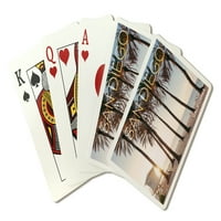 San Diego, Kalifornija, Spasilačka baraka i palmovi, Lantern Press, Premium Igranje kartice, Paluba