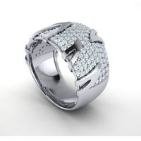 Originalni 1CT okrugli rez Diamond Prong ženski mladenci svadbeni bend prsten od sredine 14K zlatni