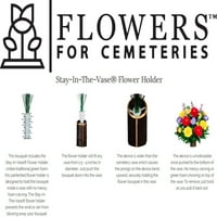 Simpatija Silks Umjetno groblje cvijeće krem ​​ružičaste tulipane ljubičaste iris buket sa vazom i groblje