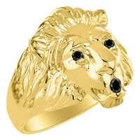 Muški prstenovi 14k žuti zlatni lav glava boja kamen rodnostovi u očima i ustima Zabavni dizajner Converration