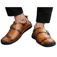 Ymiytan Muškarci Komforni stanovi Svečane čipke Up kožne cipele Work Vintage Yellow Brown 9.5