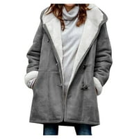 Beppter Womens Sherpa kaput rever lined jakna zimska toplo dugme dolje kaputa sa kapuljačom sa džepom