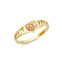 Dragulji LU 14K bijelo i žuto zlato Dva tonska modna godišnjica cvjetni prsten veličine 7.5