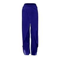 WAVSUF joga hlače za žene plus veličine Čvrsti čišćenje širokih nogu plave hlače veličine 5xl
