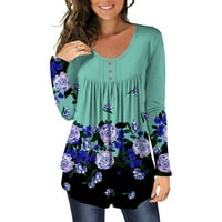 Žene Ležerni cvjetni tiskani pulover O-izrez dugih rukava s dugim rukavima Bluza vrhovi dressy Fall