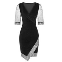 Haljine za žene plus veličine Ženska Fit & Flare Clearence Solid V-izrez Dužina lakta u sredini Letnje FIT & FLARE haljine crna 3xl