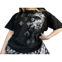 Peyakidsaawomens Y2K grafički tisak vrhovi kratkih rukava majice E-Girls Teen Streetwear