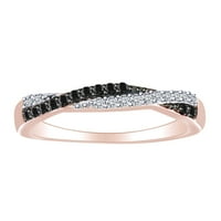 Carat okrugli crno-bijeli prirodni dijamantski vjenčani prsten za vjenčani prsten u 10K čvrstih ruža
