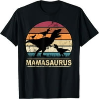 Mamasaurus Re Dinosaur Triplet Dino - Mama sa troje dječje majicom crna 4x-velika