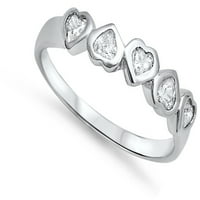 Bijeli kubični cirkonijski srce ljubavni prsten sterling srebrni palac bend nakit ženske muške veličine