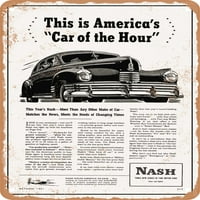 Metalni znak - Nash ambasador limuzina Ovo je aumicas automobil sa satima Vintage ad - Vintage Rusty