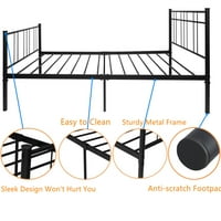 Potpuna platforma okvir, čvrst metalni okvir kreveta s uzglavljem, UHomepro Modern Full Platform krevet za krevet za odrasle TEENE djece, crni okvir punog kreveta s podnožjem, CL243