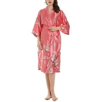 Voncos Womens Mekano pidžama - ogrtači seksi svilena satena plus veličine rube za spavanje ružičaste veličine m