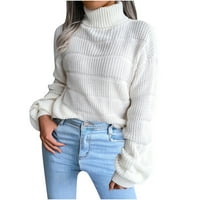 Ženski pulover - pulover dugih rukava TURTLENECK Slobodno vrijeme Torpin solid redoviti ramen za jesen zima bijeli s
