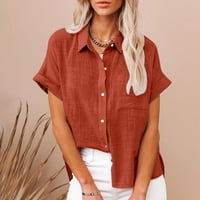 Zermoge ženski vrhovi modni čvrsti majica s gumbom ženska bluza sa majicom V-izrezom