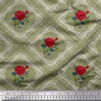 Provjera tkanine Soimoi Rayon, lišće i ruža cvjetna dekorska tkanina tiskano dvorište široko