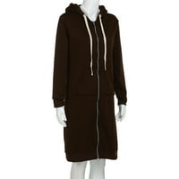 Ženski kaput Ženski patentni zatvarač Otvoreno s kapuljačom runa dugačak kaput jakna od vrha odjeća
