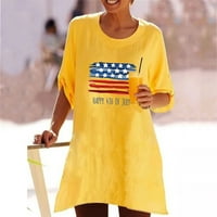 Žene 4. srpnja Dan nezavisnosti Majica Print majica okrugli vrat kratki rukav žuti m