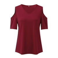 Plus veličina Ženske vrhove rukav ženske majice na ramenu kratke vrhove bluza hladna vrata V majica