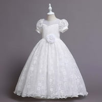 Dječja haljina djevojka kratki rukav princeza haljina cvijeća haljina za cvijeće suknje Tutu haljina bijela 5- godina